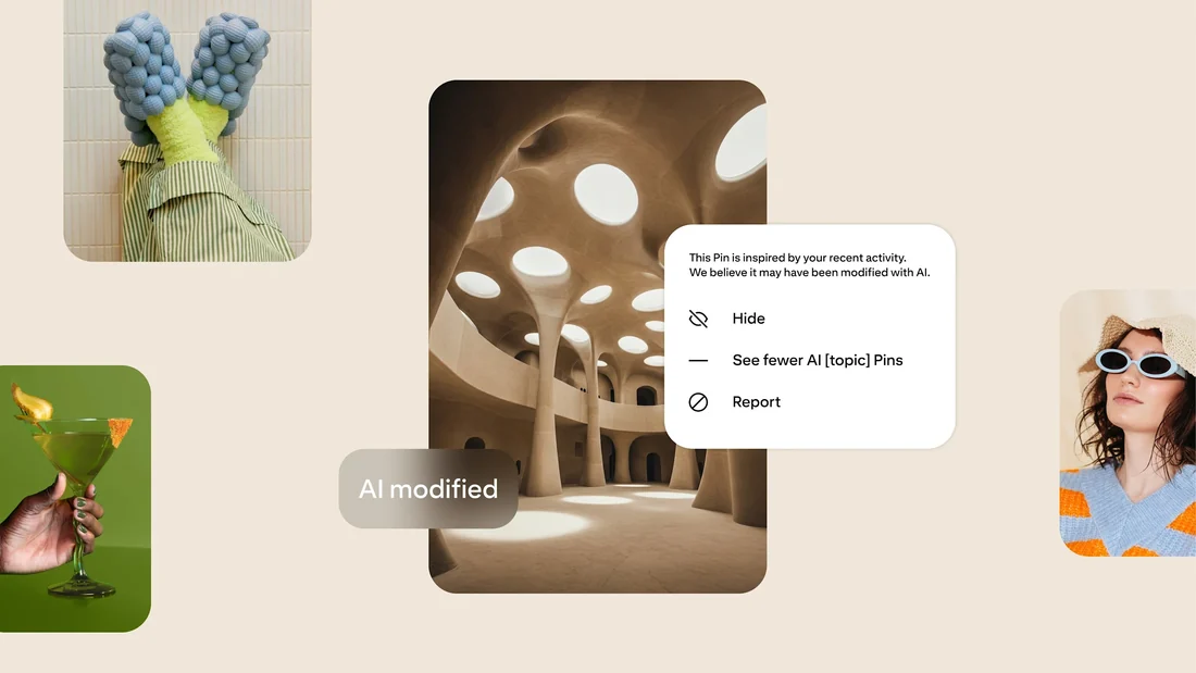 Visual for this record: Pinterest labels some AI images but flags its own limits